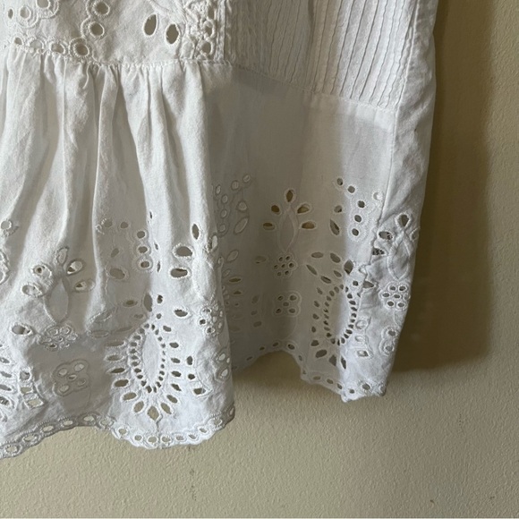 Zara Trafaluc White Eyelet Blogger Favourite Prairie Western Cowgirl Top Women M - Picture 9 of 12
